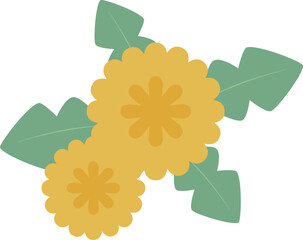 シンプルな真上俯瞰の黄色い北欧風タンポポのベクターイラスト © みつば 328