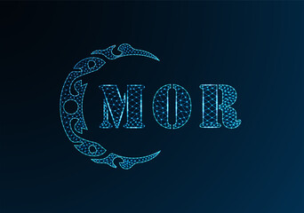 Low poly letter logo MOR design. MOR letter logo low poly vector design on blue color gradient background. MOR logo low poly design © MdAminul
