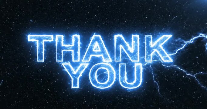 Electrifying display of gratitude with vibrant lightning effects against a cosmic backdrop