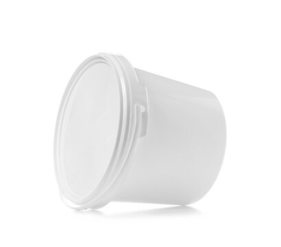 Plastic paint bucket on white background