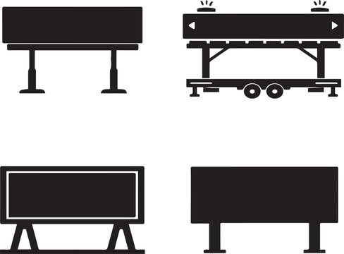 Set of black silhoette bil boards  icons isolated on white background vector illustration
