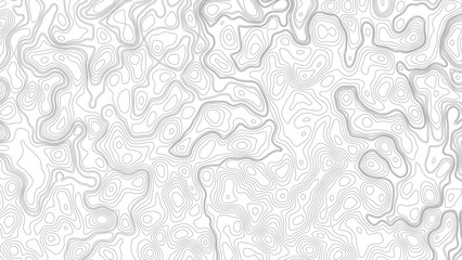 Topographic map contours in hilly or mountainous terrain. Vector art design.