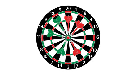 A dartboard with darts hitting targets in a game of skill and precision © Hussnain