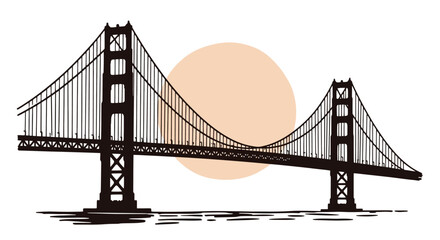 Golden Gate Bridge stands tall with sunset behind it © Hussnain