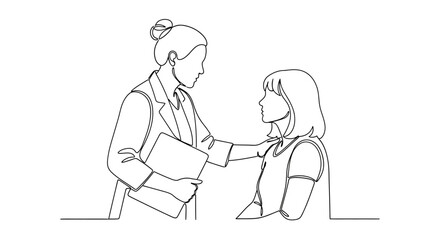 An adult comforts a child by gently touching their shoulder in a warm interaction.