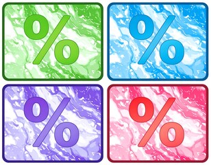 Colorful percent signs on marbled squares