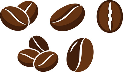 Obraz premium Assorted coffee beans scattered on a plain surface viewed from directly above