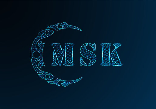Low poly letter logo MSK design. MSK letter logo low poly vector design on blue color gradient background. MSK logo low poly design