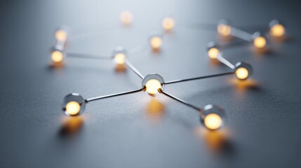 Obraz premium A network of illuminated nodes connected, symbolizing data flow and connectivity. The image has a futuristic and techy vibe