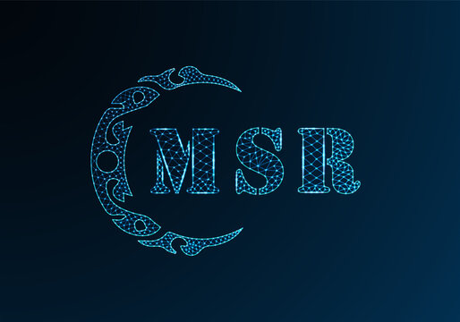 Low poly letter logo MSR design. MSR letter logo low poly vector design on blue color gradient background. MSR logo low poly design