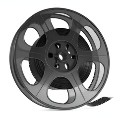 Fototapeta premium Film reel with film strip, cinematic entertainment and movie industry.