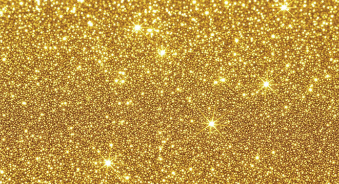 Shimmering gold glitter texture fills the image, with countless sparkling points of light creating a vibrant, luxurious, and celebratory atmosphere.