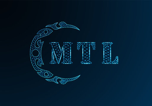 Low poly letter logo MTL design. MTL letter logo low poly vector design on blue color gradient background. MTL logo low poly design