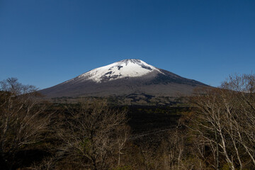 Fototapeta premium Mount Iwate and Yakehashiri lava flow landscape in daytime, Hachimantai City, Iwate, Japan
