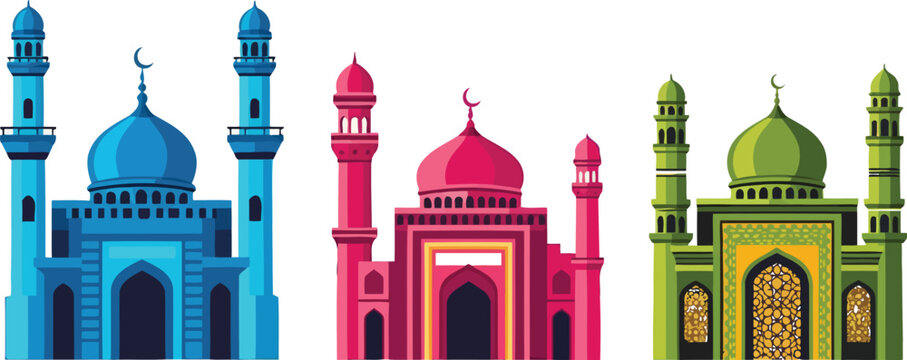 Colorful mosques and lanterns set for Ramadan and Eid celebration