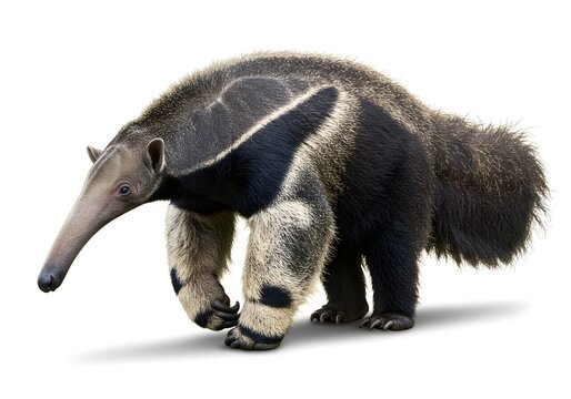 A digitally illustrated giant anteater standing on a white background.