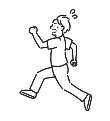 走って駆けつける医師のイラスト　線画のみ