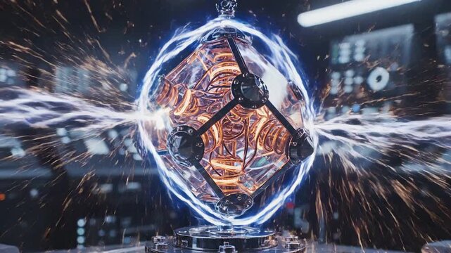 Futuristic Energy Orb with Electrical Discharges.