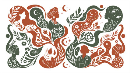 Fototapeta premium Intricate abstract patterns of intertwined mythical sea creatures and floral motifs Vector, illustration