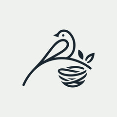 Nest and Bird On A Branch Logo