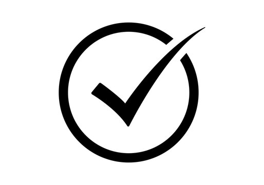 PNG black checkmark inside a circular outline on transparent background symbolizing approval, confirmation, or success for use in UI, business presentations, apps, and quality assurance concepts.