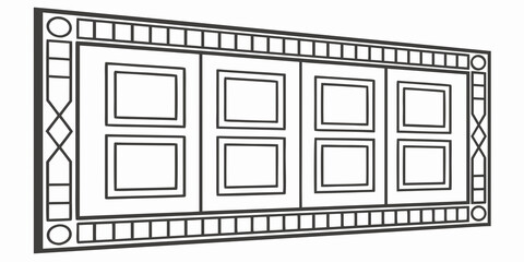 A detailed illustration of a vintage television set with a rectangular screen and knobs.