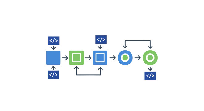 Flowchart Diagram with Code Symbols.