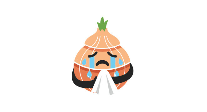 Crying Onion Character Illustration Cartoon Mascot.