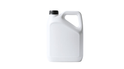 White plastic gallon jug isolated on white background, clean container with handle and black cap