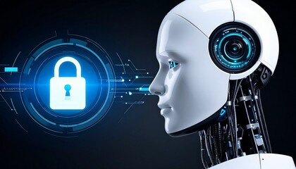 An AI robot with a digital lock security interface