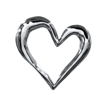 Y2Kクロームハート｜メタリック3Dアブストラクトオブジェクト（透過PNG）