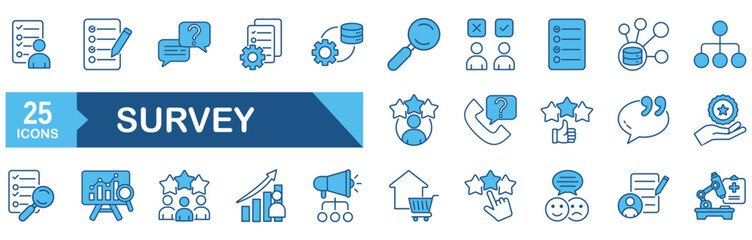 Survey icon set.�vector illustration concept for survey, feedback, opinion, questionnaire, poll, research, datum, review, satisfaction