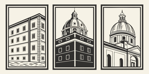 Three distinct architectural buildings showcasing different styles and designs © Rabbi