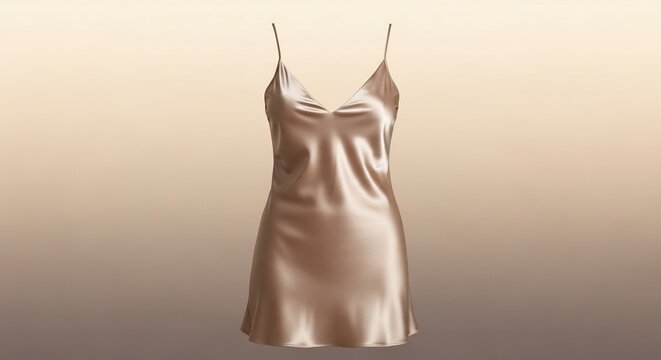 Luxurious champagne-colored satin slip dress with delicate spaghetti straps and a dd neckline
