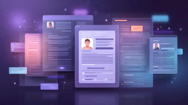 Abstract illustration of resume documents