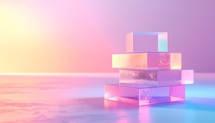 Abstract Pastel 3D Podium Scene with Geometric Blocks, Minimal Product Display Background