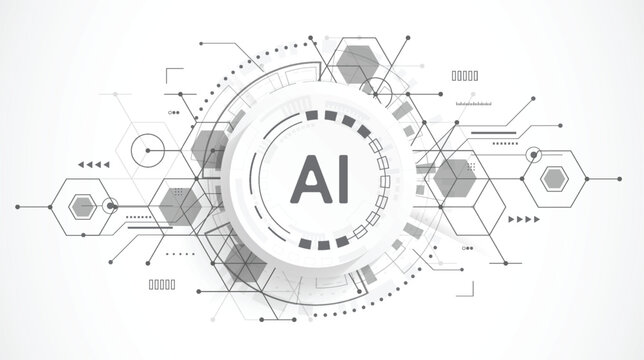 Abstract artificial intelligence chipset on science template with circuit board in futuristic concept technology artwork for web, banner, card, cover. Vector illustration