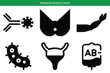 Premium bundle body medical icons set vector 