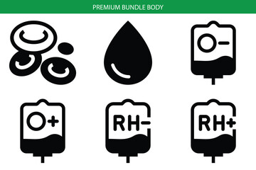 Blood type icons set in minimalist style vector 