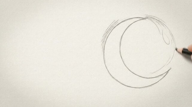 A close-up view of a hand with a graphite pencil, carefully sketching the initial curved lines of an emerging design on textured paper, highlighting the art of creation