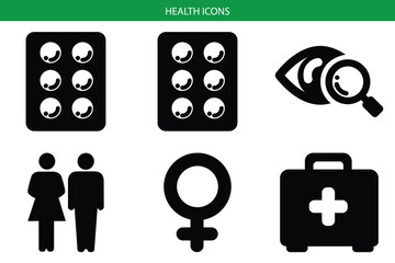 Health care icons set in minimalist style vector
