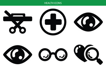 Minimalist health icons set for medical and wellness designs vector 