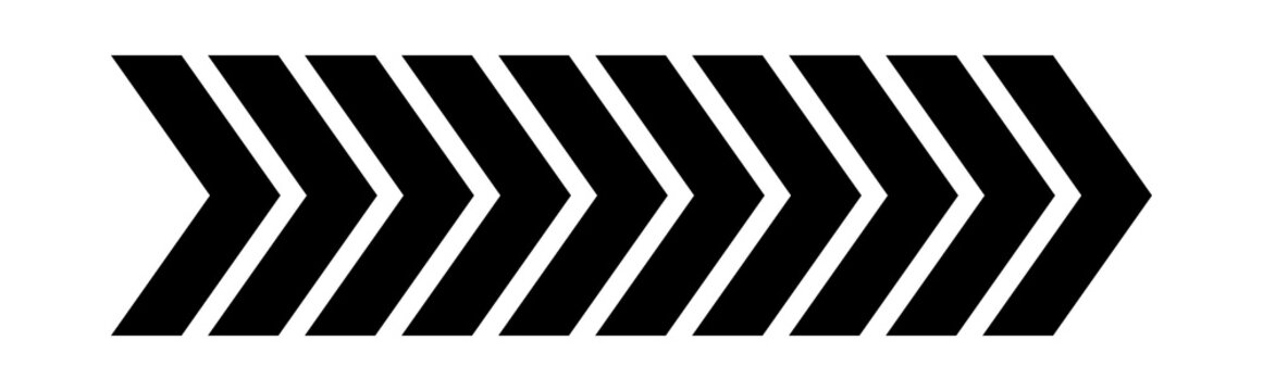 Multiple chevron racing arrows, dynamic motorsport direction symbol for automotive speed graphics and branding, PNG with transparent background