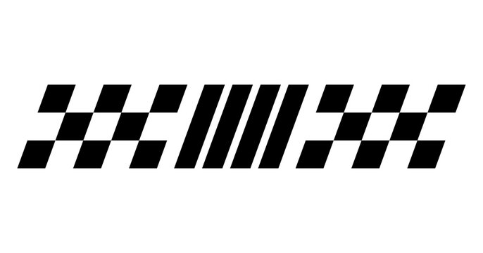 Motorsport racing banner with checkered blocks and speed lines, automotive competition header for team branding, PNG with transparent background