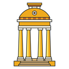 Rotunda pavilion with dome and columns. Illustration. Object isolated on white background.