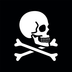 Human skull and crossbones line art icon. Vector illustration