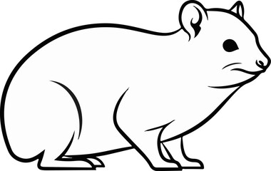Obraz premium A simplified, black and white illustration of a small, furry mammal in profile