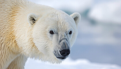 Close Up Polar Bear Portrait &ndash; Endangered Wildlife Concept