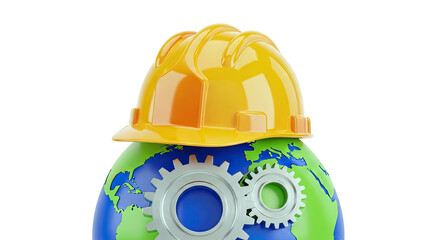 Hard Hat on Earth with Gears