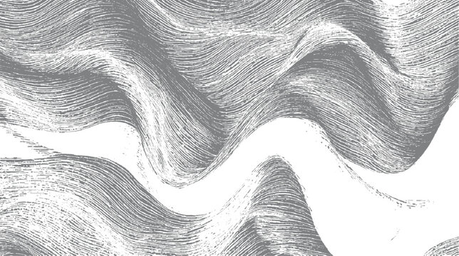 Abstract grey wavy lines texture with white negative space